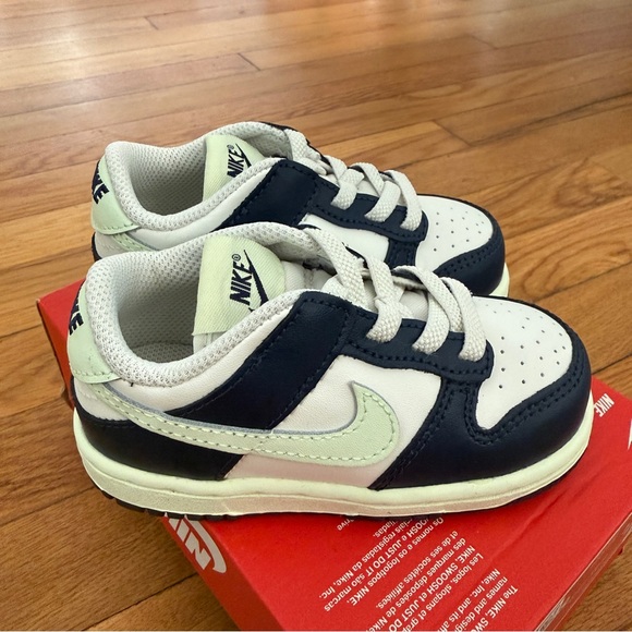 Nike Dunk Low Sail Midnight Navy Volt Tint TD Shoe Size 6C Blue FB9107 127 - Picture 4 of 6